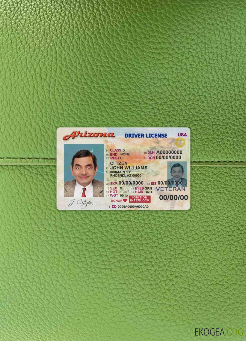 USA Arizona Permis de conduire photolook AVANT template USA Arizona Permis de conduire photolook AVANT template